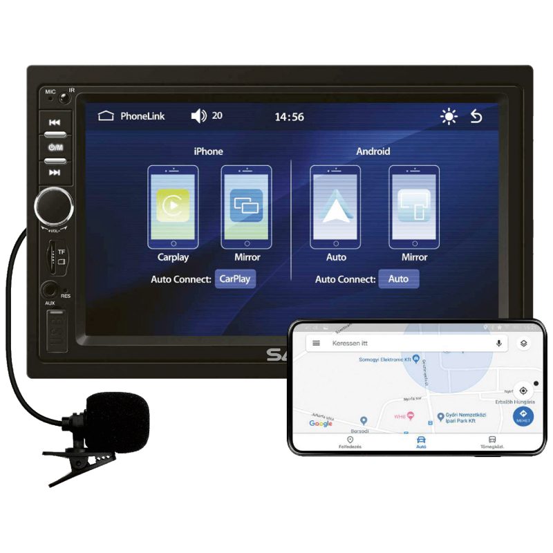 SAL Auto radio, 4 x 45W, 7" LCD Display, BT, USB, microSD - VBX910