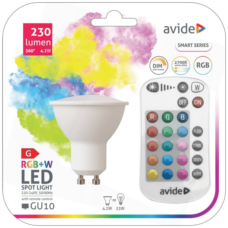 Avide Pametna sijalica, LED 4.2W, GU10, RGB+W, daljinski - Smart LED GU10 4.9W