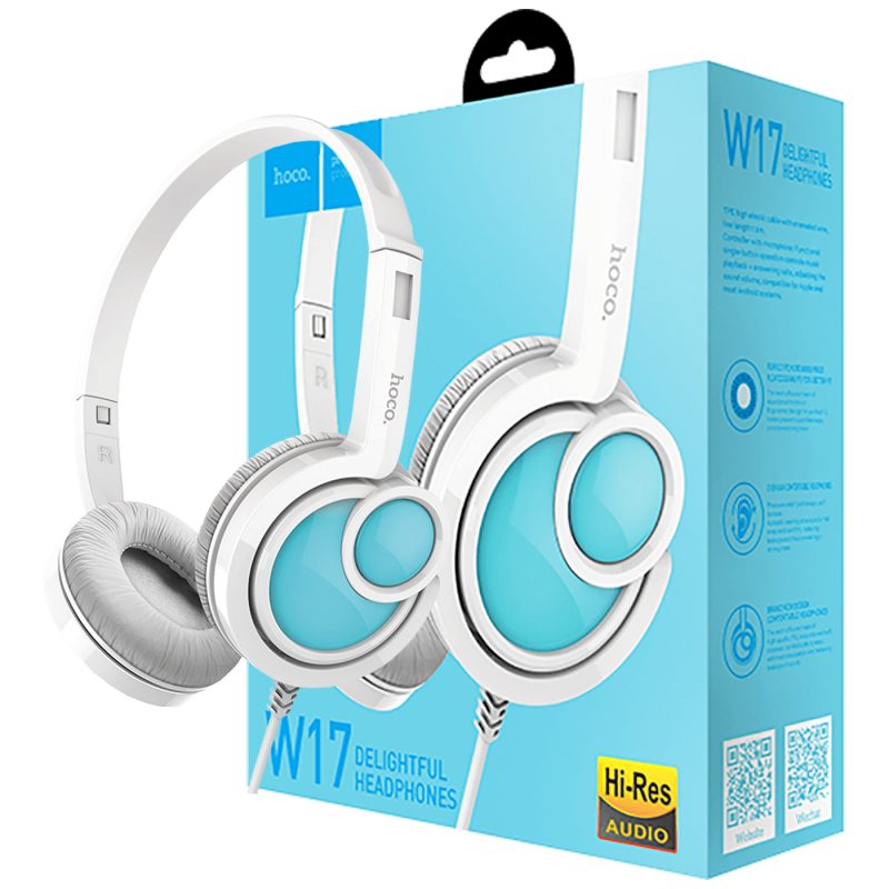 hoco. Slušalice sa mikrofonom, 3.5 mm,dužina kabela 1.5 met,bijela - W17 Delightful Headphones MIC WH