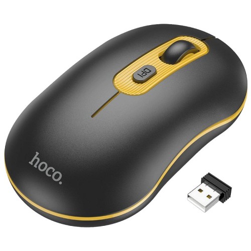 hoco. Miš bežični, optički, 1600 dpi, 2.4 GHz, USB nano - GM21 Platinum Black/Yellow