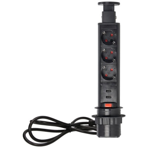 Orno Produžni kabel sa 3 x Schuko utičnice + 2 x USB, ugradbena - OR-AE-1349(GS)/B