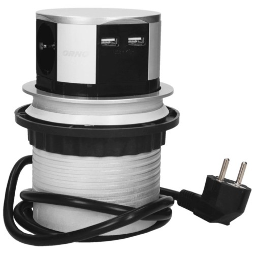 Orno Produžni kabel sa 3 x Schuko utičnice + 2 x USB, ugradbena - OR-AE-1342(GS)