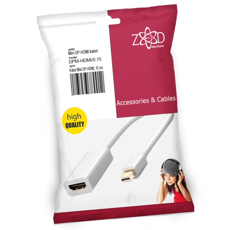 ZED electronic Kabl Display Port Mini na HDMI, dužina 0.15 m - DPM-HDMI/0.15