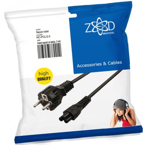 ZED electronic Kabl napojni za laptop, dužina 2.0 m (mickey mouse) - NC-PCL/2.0