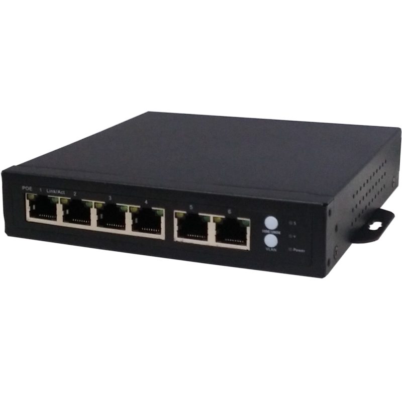 Amiko Home PoE mrežni switch, 6 port RJ-45, 4 PoE, rack ugradnja - POE SWITCH 4CH+2