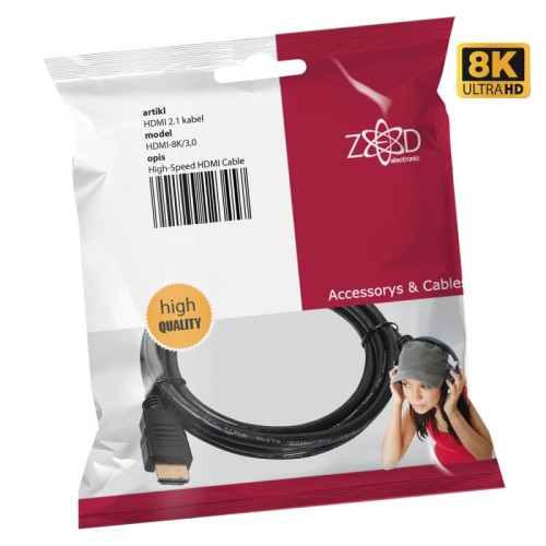 ZED electronic HDMI 2.1 kabl, 4K/120p ili 8K/60p, 48 Gbps, dužina 3,0 met. - HDMI-8K/3,0