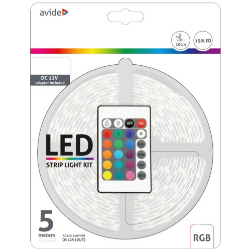 Avide LED traka sa daljinskim upravljačem, RGB, 7.2W, 12V, 5 met. - ABLSBL12V5050-30RGB65