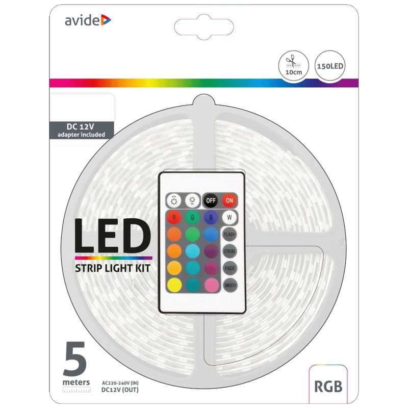 Avide LED traka sa daljinskim upravljačem, RGB, 7.2W, 12V, 5 met. - ABLSBL12V5050-30RGB65