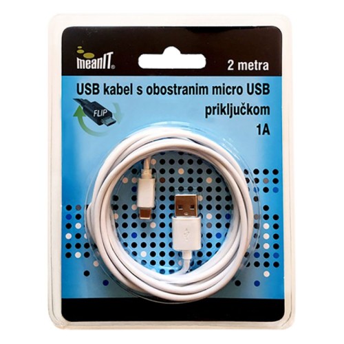 MeanIT USB A na USB micro kabl, FLIP, dužina 2.0 metra - USB / micro USB - 2m