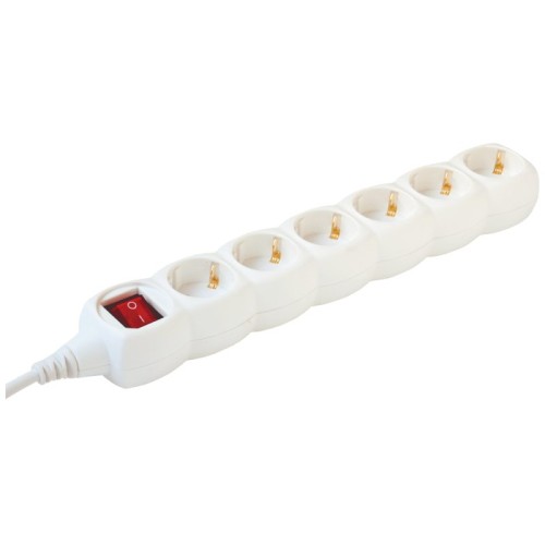 home Produžni kabl, 6 utičnice, prekidač, 1.5mm²,1.5 met, bijeli - NV 6K/WH/1,5