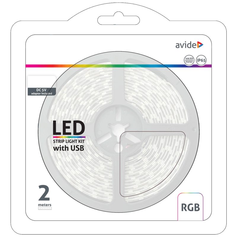 Avide LED traka, RGB, 7.2W, 5V, 2 met., IP65 - ABLSBL5V5050-30RGB65