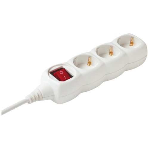 home Produžni kabl, 3 utičnice, prekidač, 1.5mm², 5 met, bijeli - NV 3K-5/WH/1,5