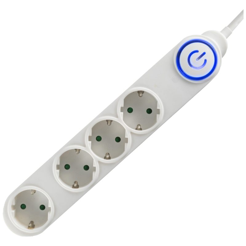 home Produžni kabl, 4 utičnice, 3 x 1,5 mm², 5 met., bijeli - NV 04TK-5/WH/1.5