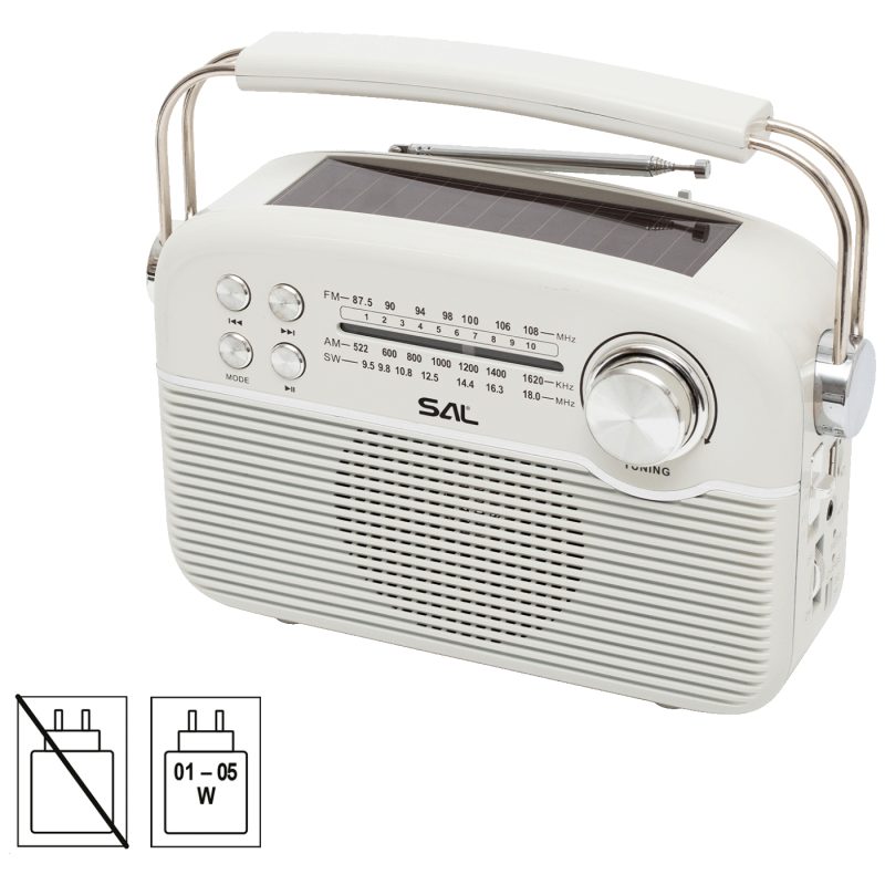SAL Radio prijemnik sa solarnim napajanjem, FM-AM-SW, Bluetooth - RPR9