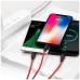 hoco. USB kabl, 3in1, microUSB, type C, Lightning, 1.2 met., 2 A - X21 Silicone 3in1, Black/Red