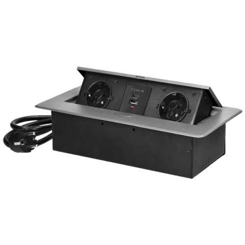 Orno Produžni kabel sa 2 x Schuko utičnice + 2 x USB, ugradbena - OR-GM-9035(GS)/G