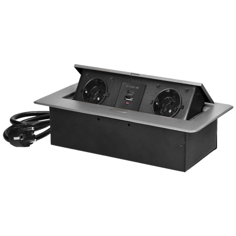 Orno Produžni kabel sa 2 x Schuko utičnice + 2 x USB, ugradbena - OR-GM-9035(GS)/G