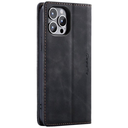 CaseMe Futrola preklopna za iPhone 15 Pro Max, koža, crna - Flip Lea. P. Case iPhone 15 Pro Max