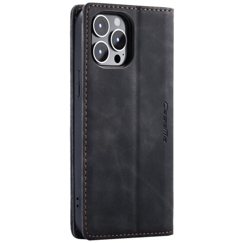 CaseMe Futrola preklopna za iPhone 14 Pro, koža, crna - Flip Leat. Phone Case iPhone 14 Pro