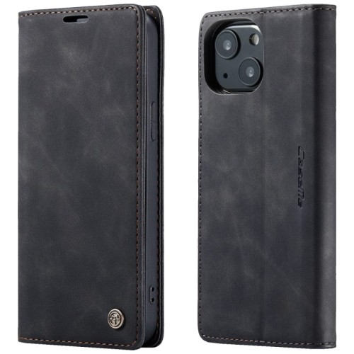 CaseMe Futrola preklopna za iPhone 13, koža, crna - Flip Leather Phone Case iPhone 13