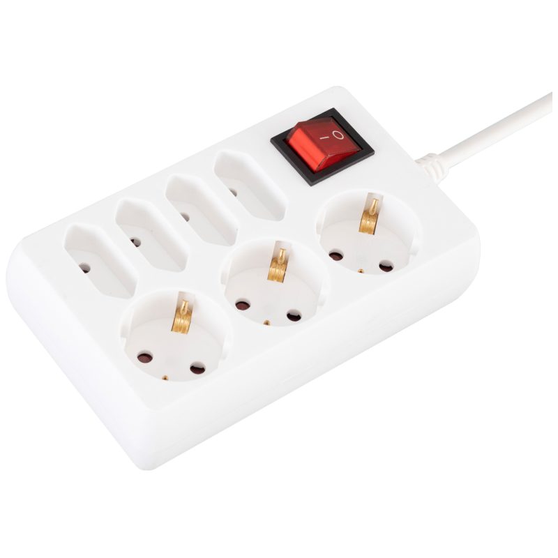 home Produžni kabl, 3 + 4 utičnice, 1.0mm², 1.5 met, bijeli - NV 17/WH