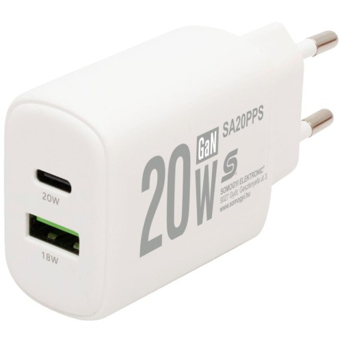 home Punjač kučni, brzi, 1 x USB-A, 1 x USB-C, 20W, GaN - SA20PPS