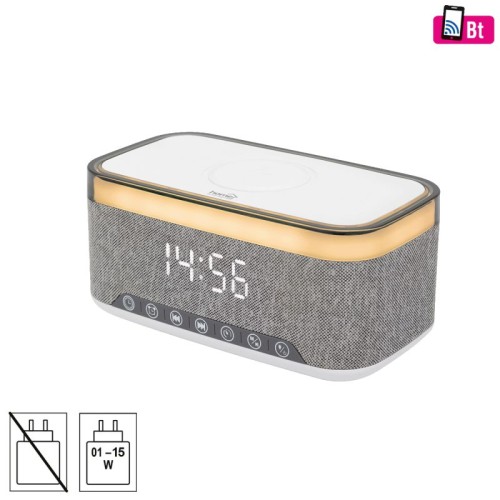 home Sat sa alarmom, FM, 2x5W Bluetooth, Qi punjenje, LED zaslon - LTCR06