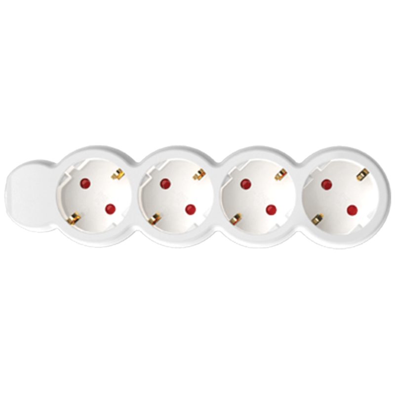 home Produžni kabl, 4 utičnica, 1.5mm², 3 met, bijeli - NV 4-3/WH/1.5