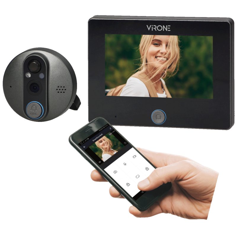 Virone Digitalna špijunka za ulazna vrata, Smart, 4.3", LCD, WiFi - DV-3