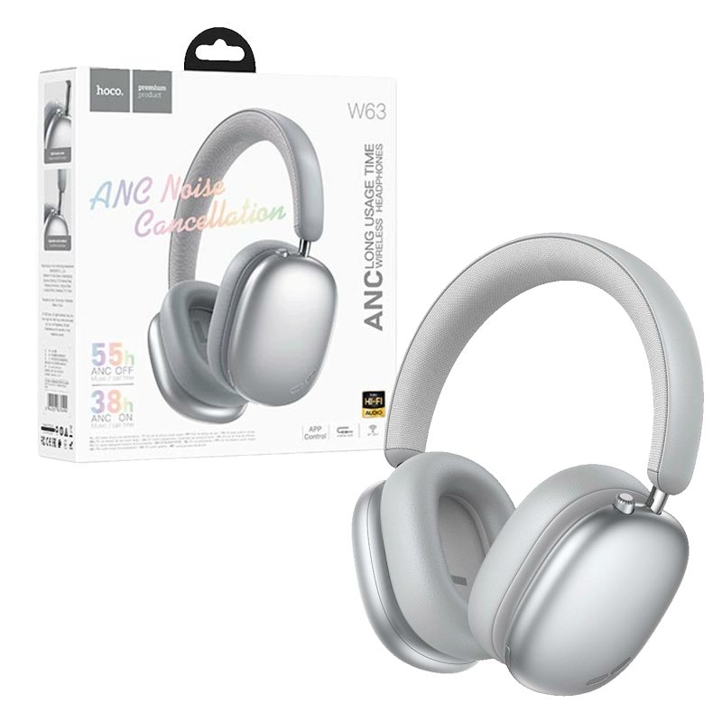 hoco. Bežične slušalice, Bluetooth, ANC - W63 Silver