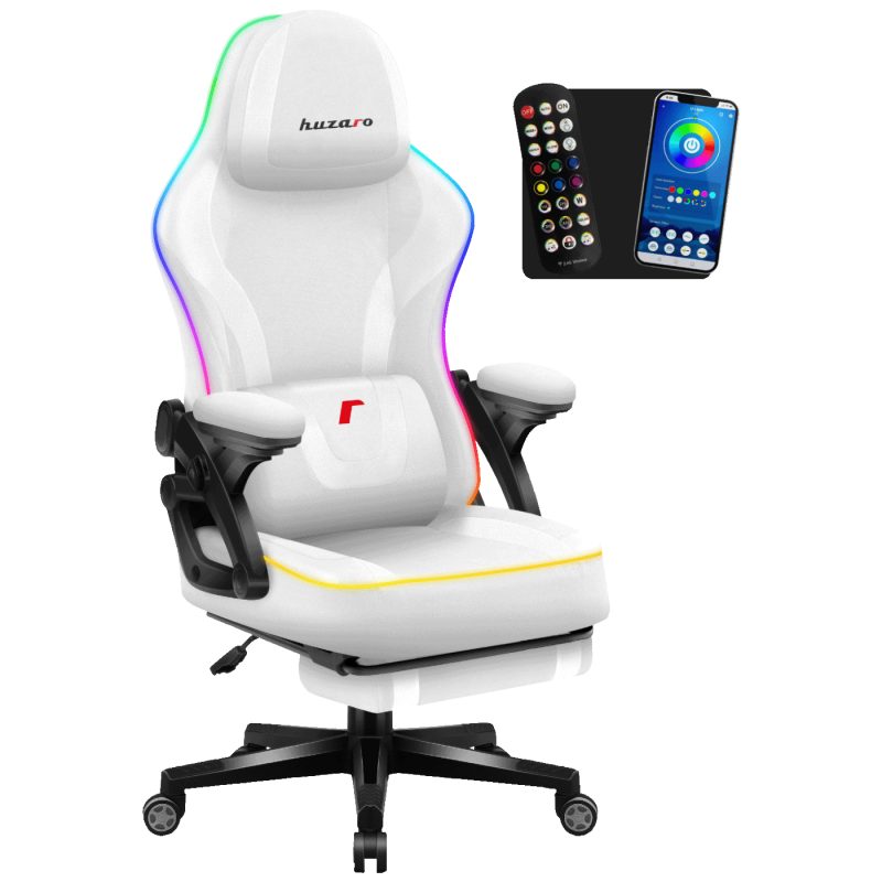 Huzaro Gaming stolica, RGB, Bluetooth - 4.6 White Mesh RGB Smart