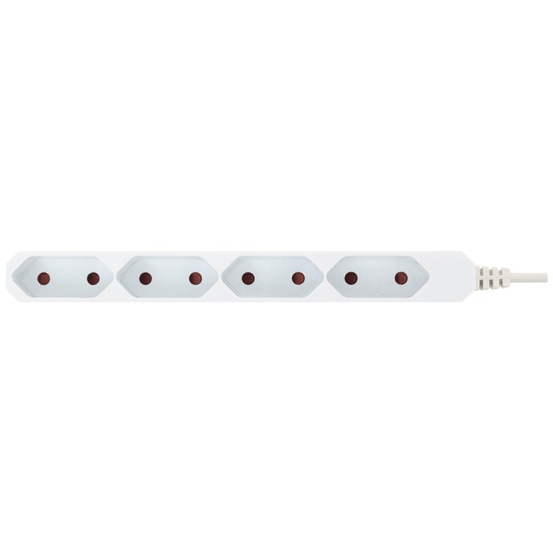home Produžni kabl, 4 EURO utičnice, 0.75mm², 3 met, bijeli - NV 4E-3/WH