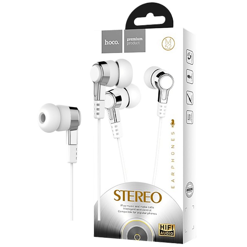 hoco. Slušalice sa mikrofonom, 3.5 mm,dužina kabela 1.2 met,bijela - M52 White