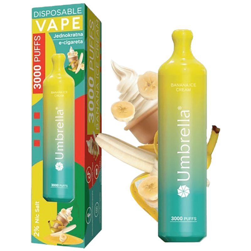 Umbrella Cigareta elektronska, jednokratna, Banana Ice Cream 20mg - 3000 PUFFS Banana Ice Cream 20mg