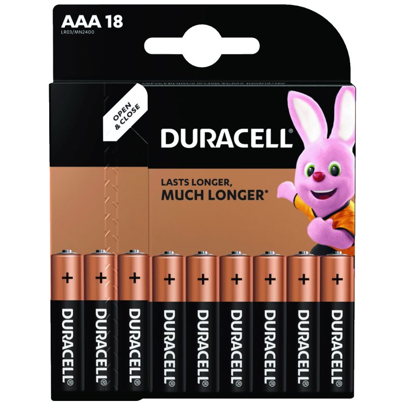 Duracell Baterija alkalna, AAA, 1,5 V, blister 18 kom. - DBAAA18