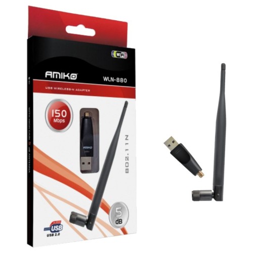 Amiko Wi-Fi mrežna kartica, USB, 2.4 GHz, 5 dB, 150 Mbps - WLN-880